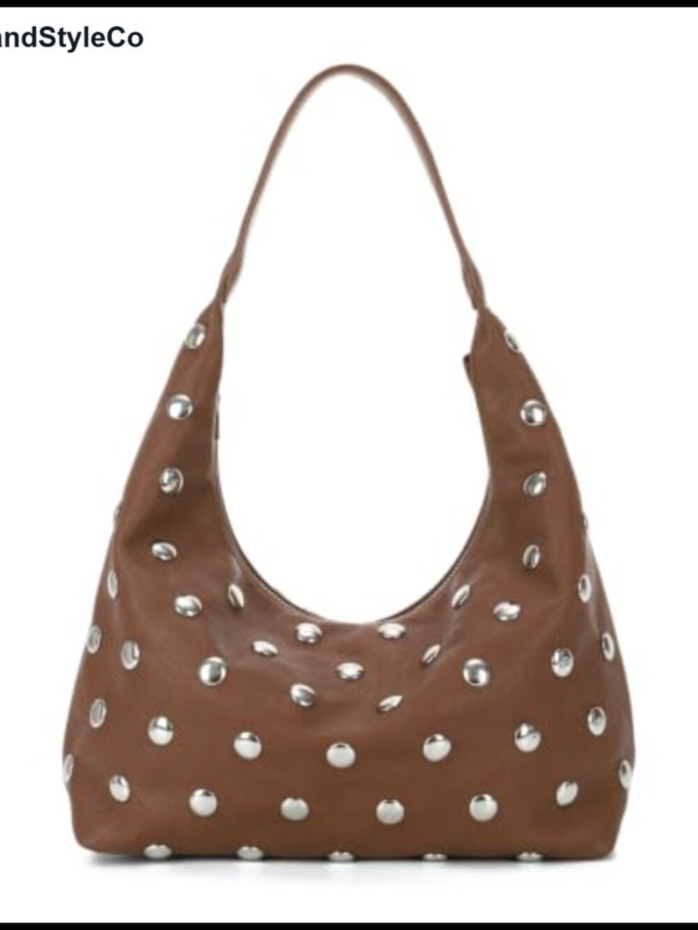 Studded Hobo Bag Slouchy PU Leather Shoulder Purse Large Rivet Y2K Punk Handbag